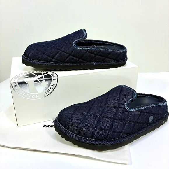 Birkenstock 1774 Eliscu Quilted Denim Slide Clogs Mules Dark Wash Denim 6 37 NEW - Picture 3 of 17